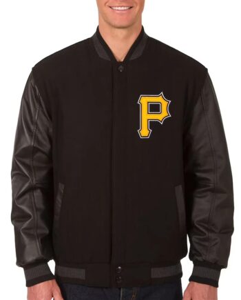 Pittsburgh Pirates Black Varsity Wool and Leather Jacket - Modajacket