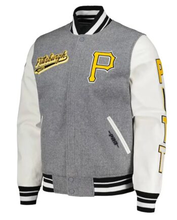 Heather Gray/White Pittsburgh Pirates Varsity Jacket - Modajacket