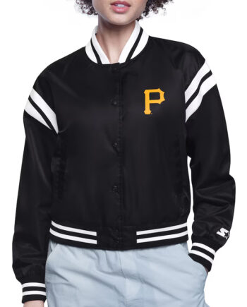 Pittsburgh Pirates Printed Logo Varsity Satin Jacket - Modajacket