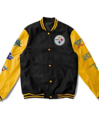 Black/Yellow 6X Champions Pittsburgh Steelers Varsity Jacket - Modajacket