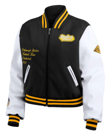 Black/White Pittsburgh Steelers Varsity Full-Zip Jacket - Modajacket
