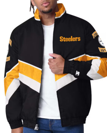 Pittsburgh Steelers Captain Black Varsity Satin Jacket - Modajacket