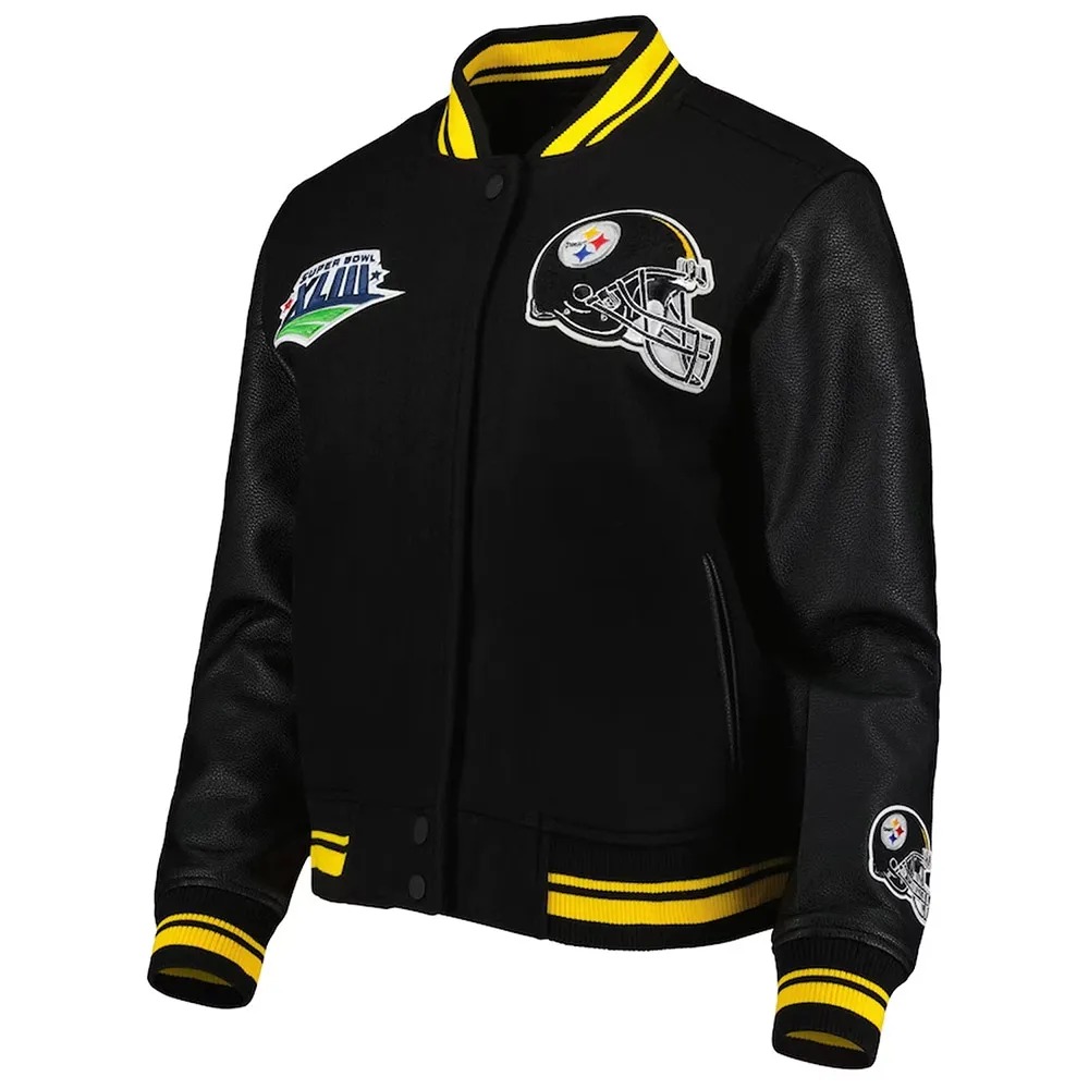 Mash Up Pittsburgh Steelers Black Varsity Jacket 1 Mash Up Pittsburgh Steelers Black Varsity Jacket - Modajacket