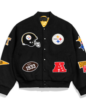 Pittsburgh Steelers Pennant Black Varsity Wool Jacket - Modajacket