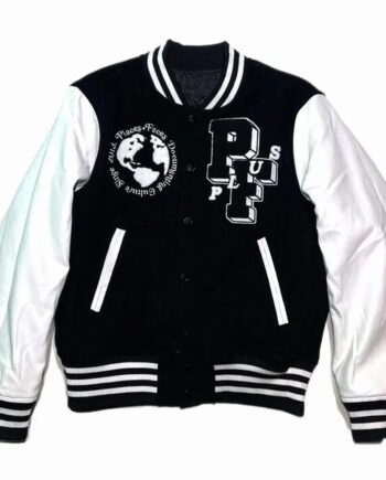 Places Plus Faces Black and White Varsity Jacket - Modajacket