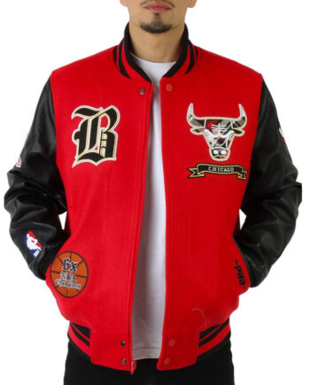 Chicago Bulls Plaid Patches Varsity Jacket - Modajacket