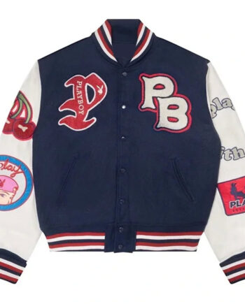 Playboy Championship Varsity Navy and White Jacket - Modajacket