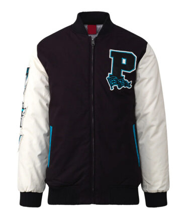 Port Adelaide Collegiate Black and White Varsity Jacket - Modajacket