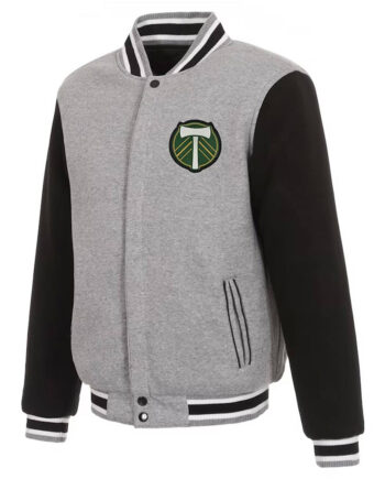 Portland Timbers Gray and Black Varsity Wool Jacket - Modajacket