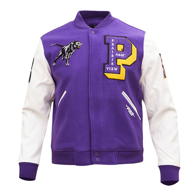 Prairie View A&M Purple and White Varsity Jacket 1 Prairie View A&M Purple and White Varsity Jacket - Modajacket