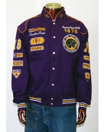 Nascar Prairie View Purple Twill Varsity Jacket - Modajacket