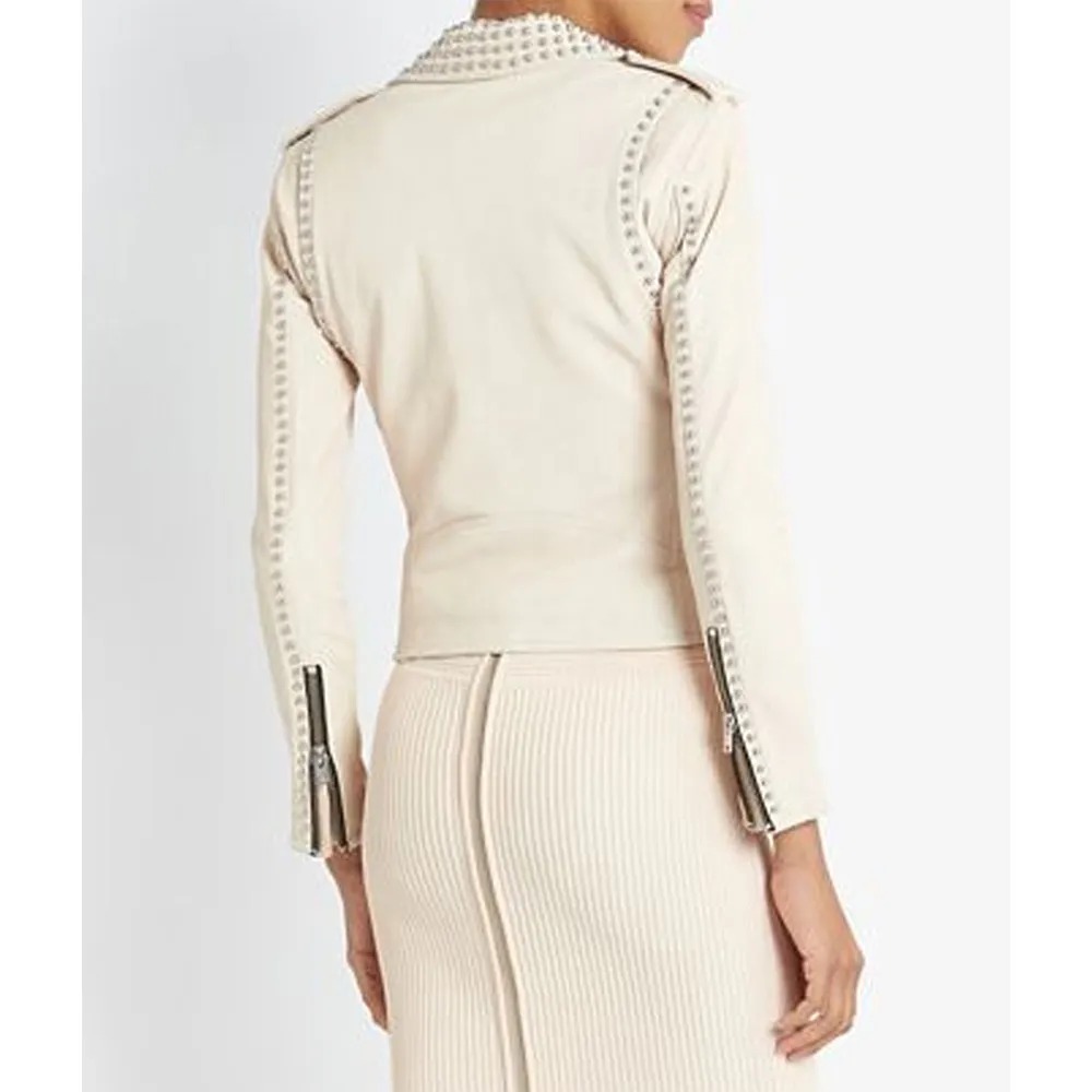 Pretty Little Liars Ashley Benson Studded White Leather Jacket 3 Pretty Little Liars Ashley Benson Studded White Leather Jacket