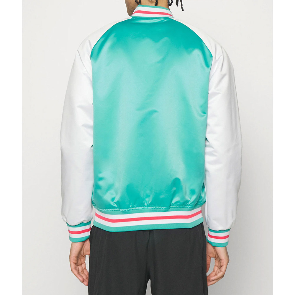 Prime Time Aqua/White San Antonio Spurs Varsity Satin Jacket 3 Prime Time Aqua/White San Antonio Spurs Varsity Satin Jacket