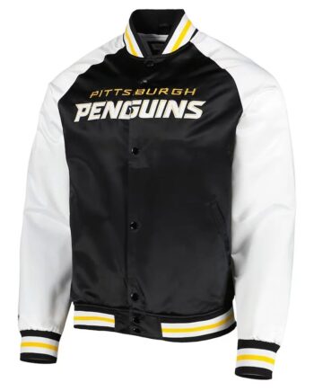 Pittsburgh Penguins Prime Time Black/White Satin Jacket - Modajacket
