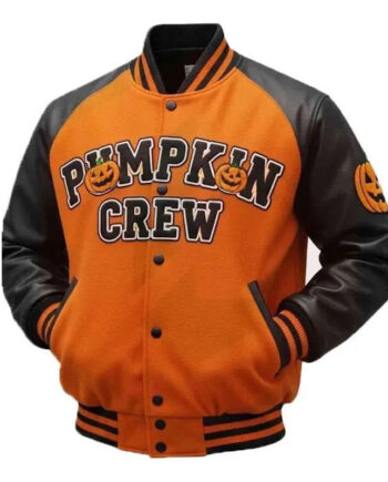 Pumpkin Crew Black and Orange Varsity Jacket - Modajacket