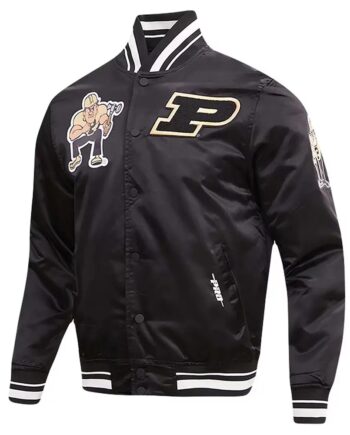 Purdue Boilermakers Classic Black Satin Jacket - Modajacket