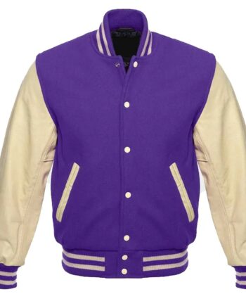 The Purple & Cream Varsity Jacket - Modajacket