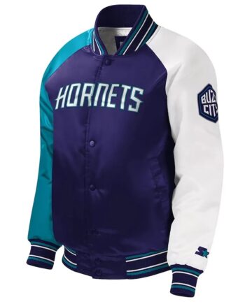 Charlotte Hornets Youth Varsity Purple Satin Jacket - Modajacket