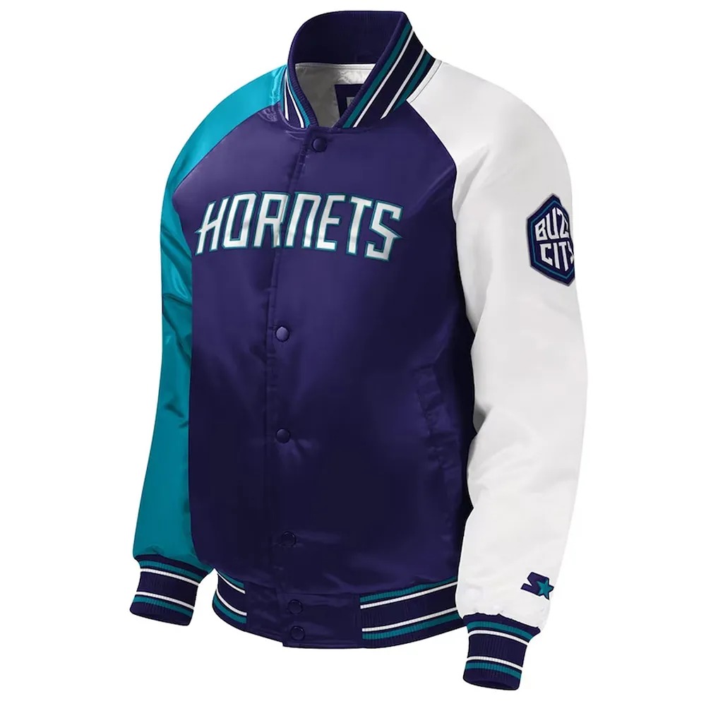 Charlotte Hornets Youth Varsity Purple Satin Jacket 1 Charlotte Hornets Youth Varsity Purple Satin Jacket - Modajacket