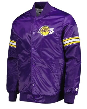 Pick & Roll LA Lakers Varsity Purple Satin Jacket - Modajacket