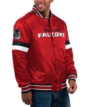 Atlanta Falcons Locker Room Red Varsity Satin Jacket - Modajacket