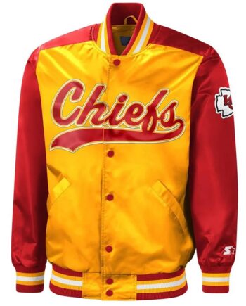 Tradition Kansas City Chiefs Red and Gold Varsity Satin Jacket - Modajacket