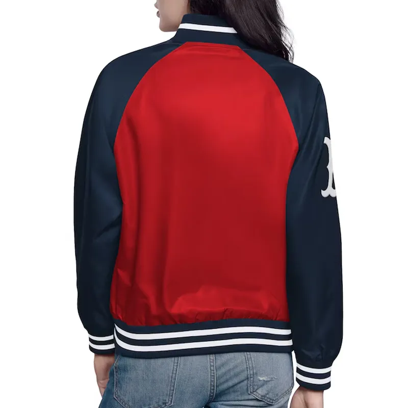 Red/Navy Boston Red Sox Home Run Varsity Satin Jacket 2 Red/Navy Boston Red Sox Home Run Varsity Satin Jacket