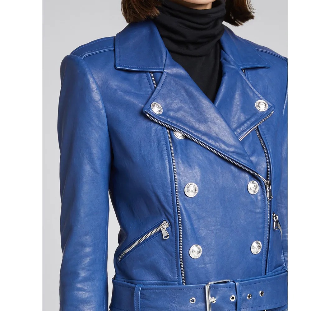 Renee Rapp The Sex Lives of College Girls S02 Moto Blue Leather Jacket 5 Renee Rapp The Sex Lives of College Girls S02 Moto Blue Leather Jacket