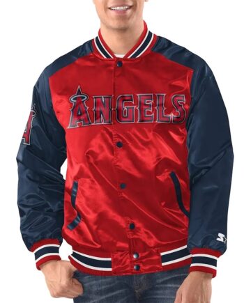 Red/Navy LA Angels Renegade Varsity Satin Jacket - Modajacket