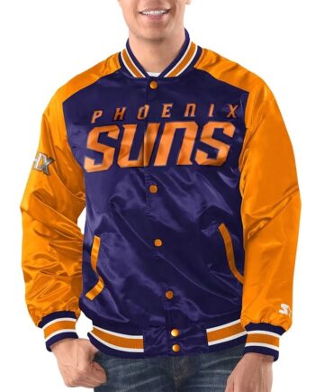 Purple/Orange Phoenix Suns Renegade Varsity Satin Jacket - Modajacket