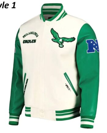 White/Green Philadelphia Eagles Retro Classic Varsity Jacket - Modajacket