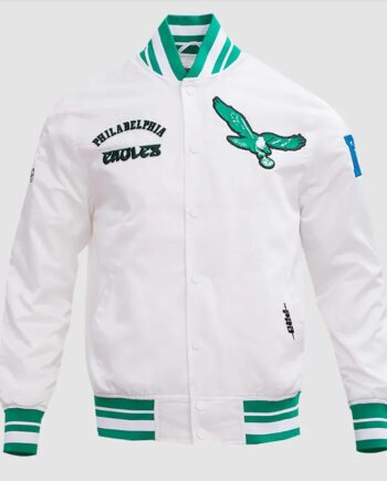 Philadelphia Eagles Retro Classic White Rib Satin Jacket - Modajacket