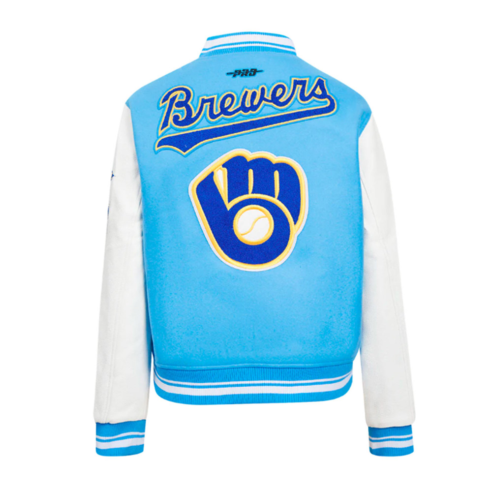 Retro Classic Rib Milwaukee Brewers Varsity Jacket 2 Retro Classic Rib Milwaukee Brewers Varsity Jacket