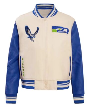 Cream Seattle Seahawks Retro Classic Full-Zip Varsity Jacket - Modajacket