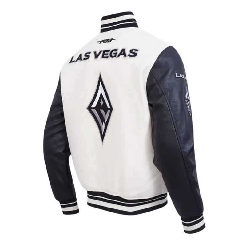 Retro Las Vegas Aces Eggshell/Black Classics Rib Varsity Jacket 4 Retro Las Vegas Aces Eggshell/Black Classics Rib Varsity Jacket