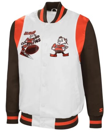 Cleveland Browns Retro All-American White/Brown Varsity Jacket - Modajacket