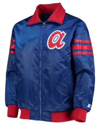 Royal Blue The Captain III Atlanta Braves Varsity Satin Jacket - Modajacket