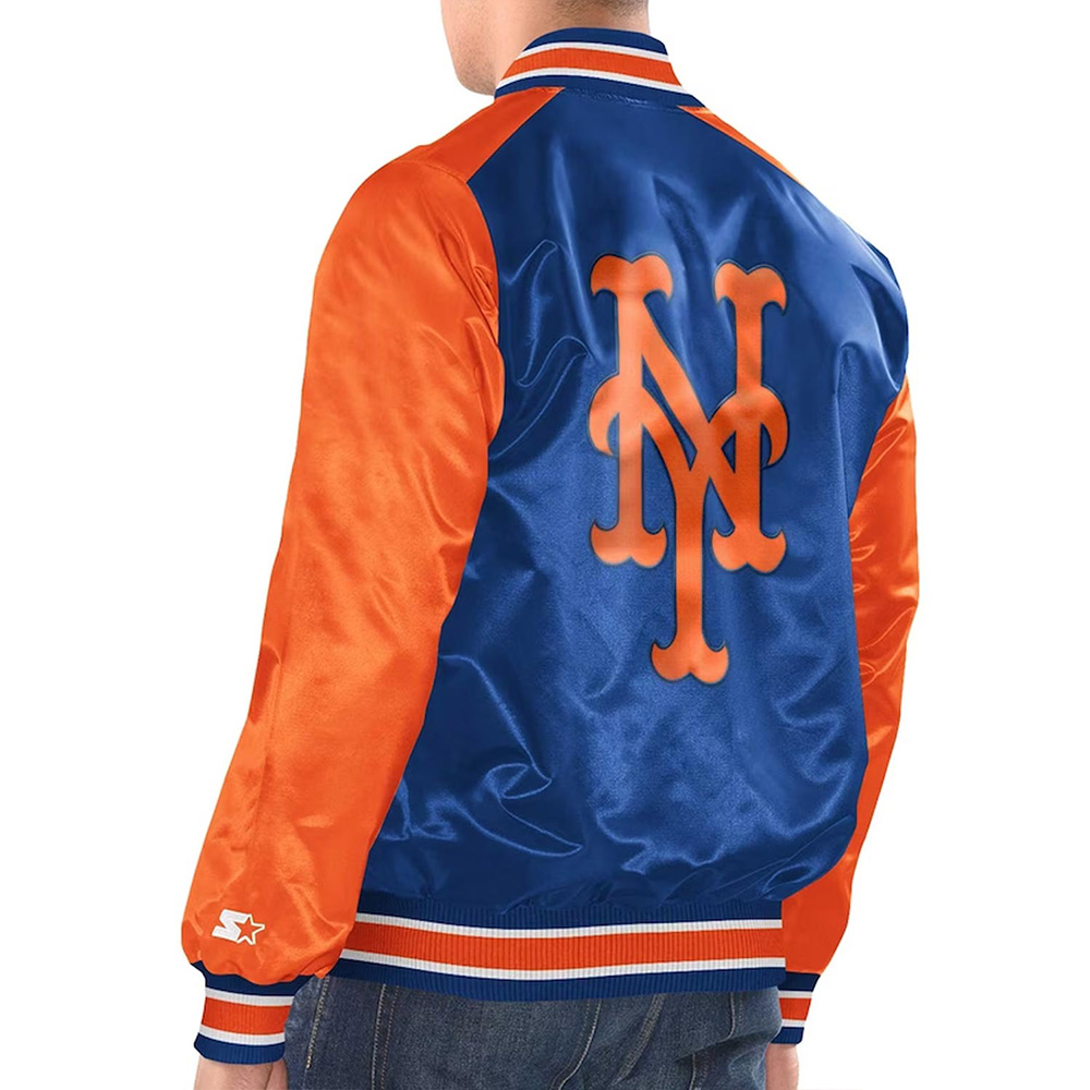 Royal/Orange New York Mets Renegade Varsity Satin Jacket 2 Royal/Orange New York Mets Renegade Varsity Satin Jacket