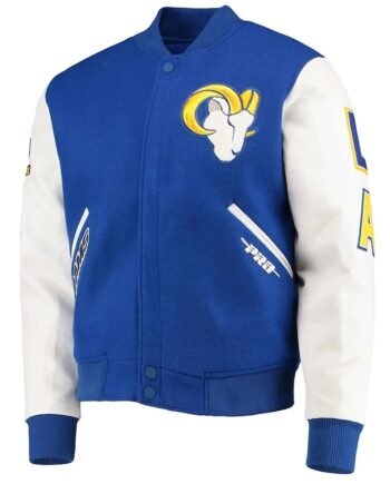 LA Rams Logo Royal and White Varsity Jacket - Modajacket