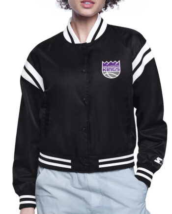 Sacramento Kings Printed Logo Varsity Satin Jacket - Modajacket