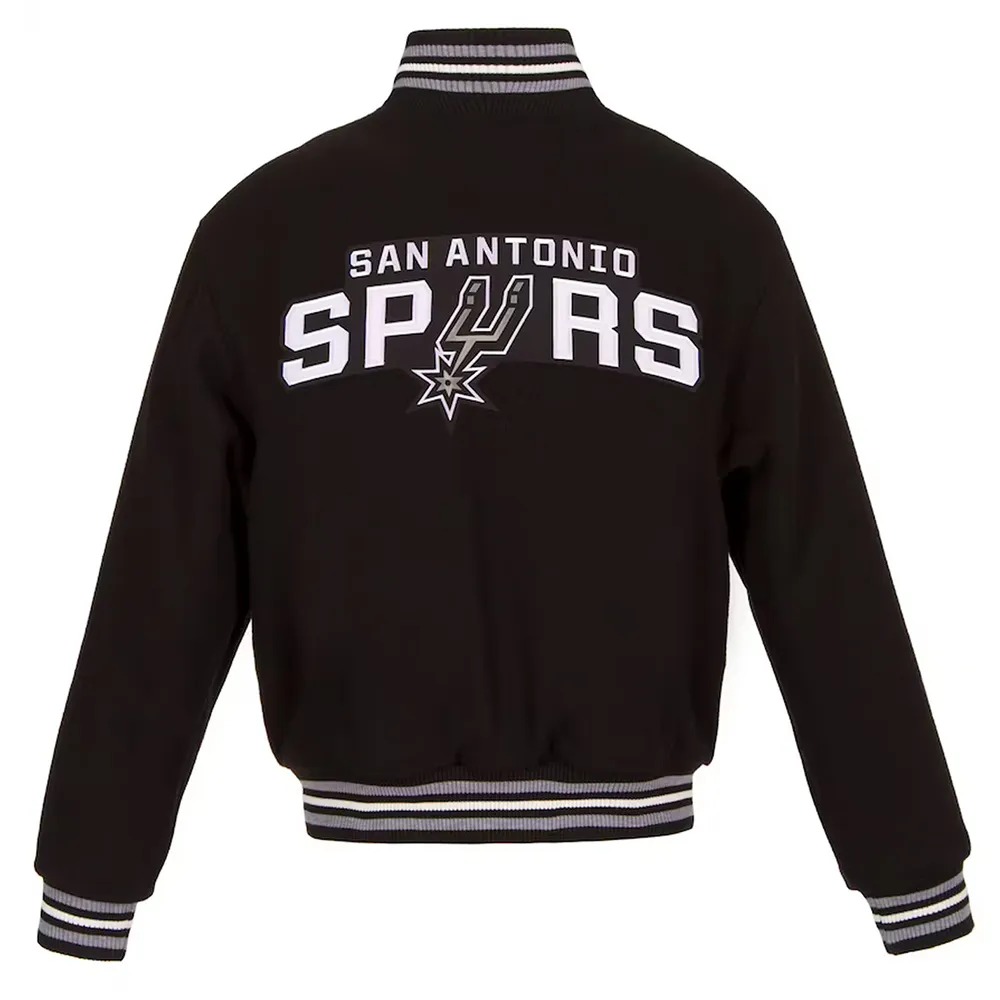 Embroidered San Antonio Spurs Varsity Black Wool Jacket 2 Embroidered San Antonio Spurs Varsity Black Wool Jacket