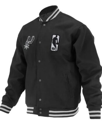 San Antonio Spurs Logoman Shadow Black Varsity Jacket - Modajacket