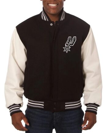 Varsity San Antonio Spurs Two-Tone Black and White Jacket - Modajacket