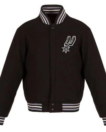 Embroidered San Antonio Spurs Varsity Black Wool Jacket - Modajacket