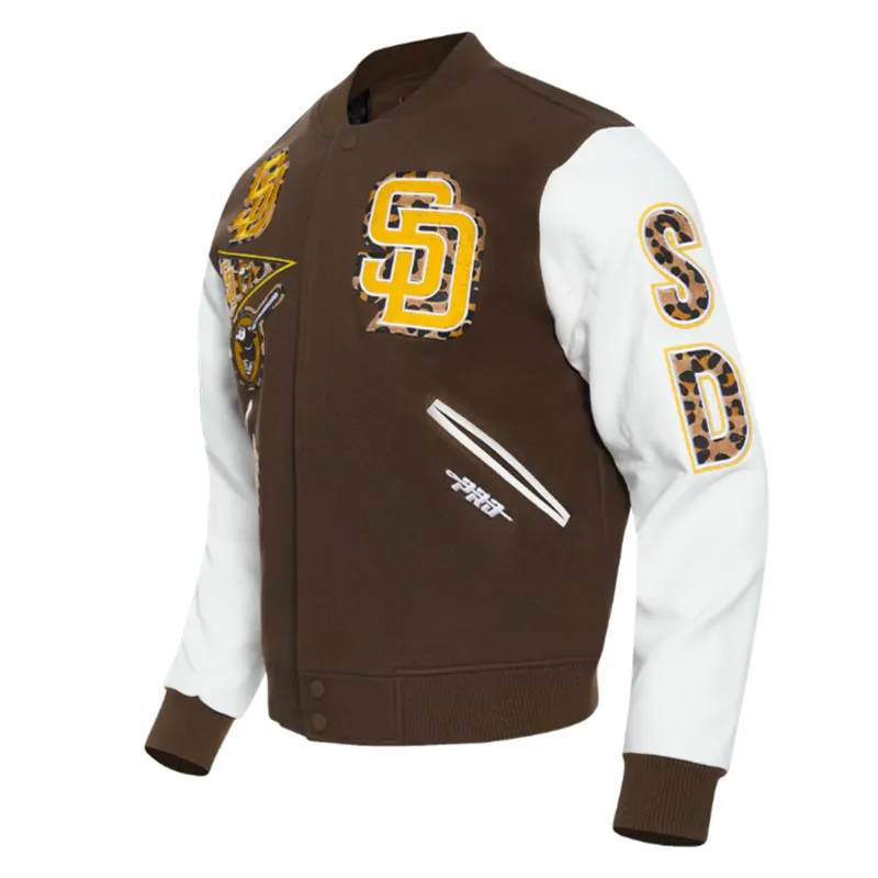San Diego Padres Animal Print Varsity Wool/Leather Jacket 3 San Diego Padres Animal Print Varsity Wool/Leather Jacket