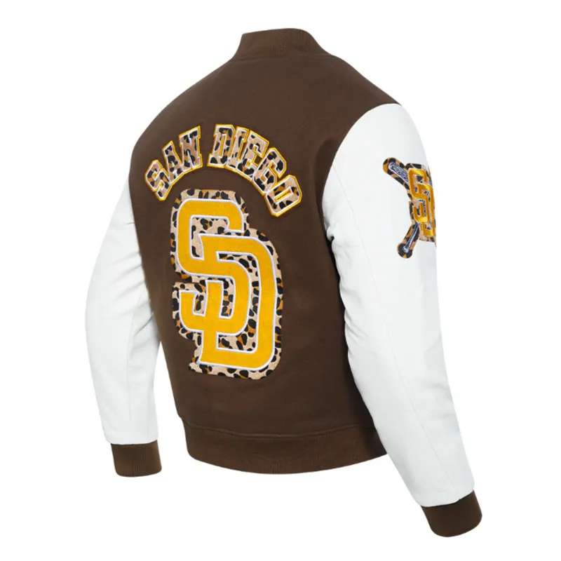 San Diego Padres Animal Print Varsity Wool/Leather Jacket 4 San Diego Padres Animal Print Varsity Wool/Leather Jacket