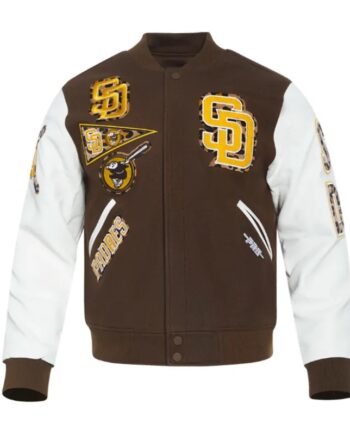 San Diego Padres Animal Print Varsity Wool/Leather Jacket - Modajacket