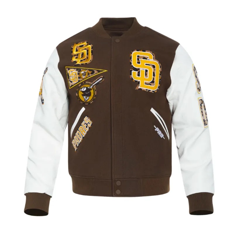 San Diego Padres Animal Print Varsity Wool/Leather Jacket 1 San Diego Padres Animal Print Varsity Wool/Leather Jacket - Modajacket