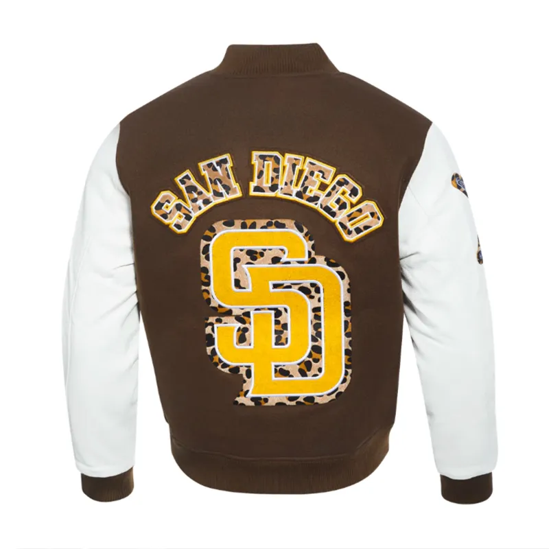 San Diego Padres Animal Print Varsity Wool/Leather Jacket 2 San Diego Padres Animal Print Varsity Wool/Leather Jacket