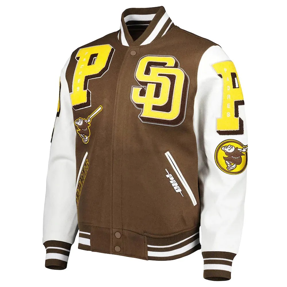 San Diego Padres Brown & White Varsity Jacket 1 San Diego Padres Brown & White Varsity Jacket - Modajacket